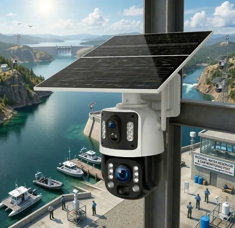 Foldable solar security camera deployed for reservoir safety monitoring